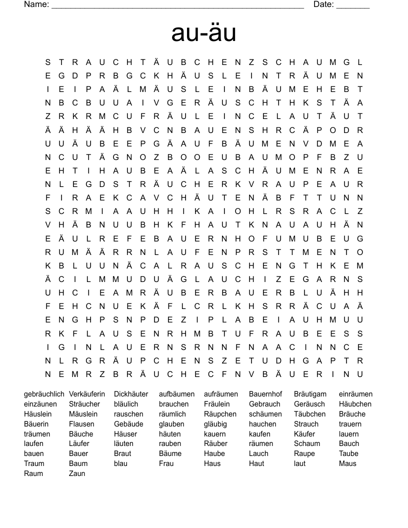 au-äu Word Search
