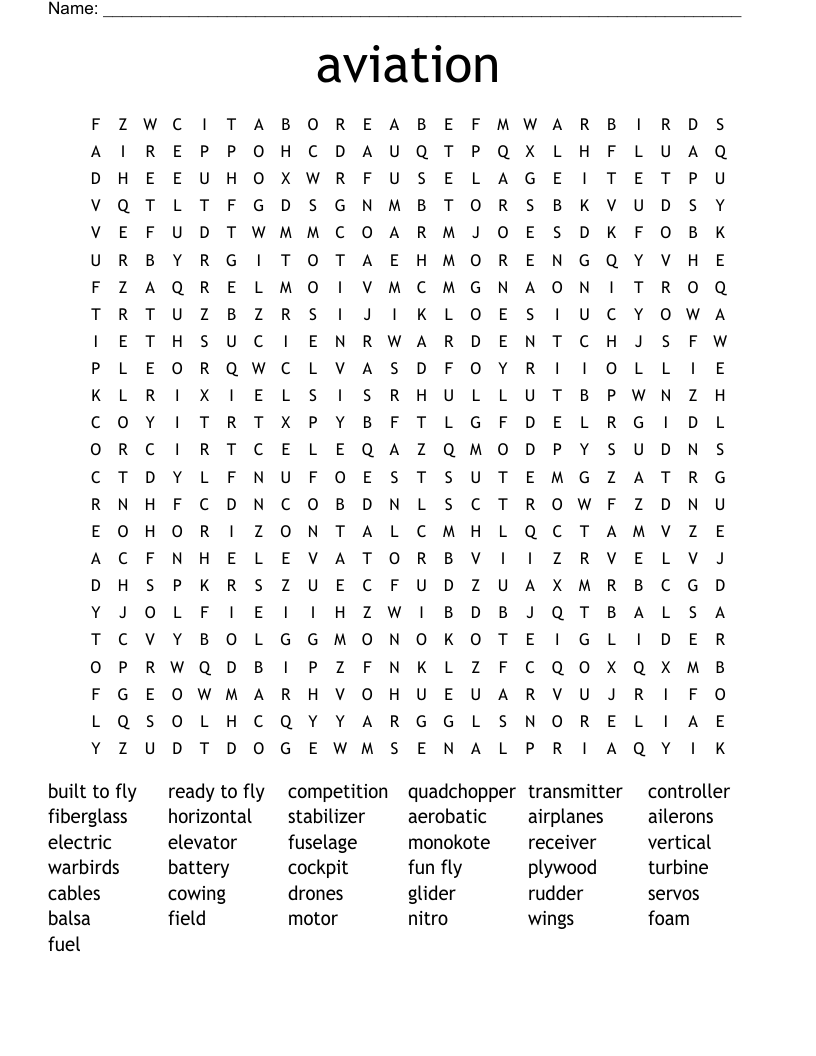 aviation Word Search