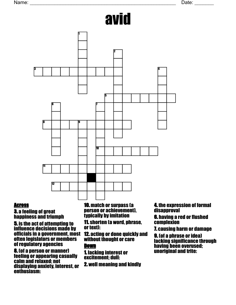 avid Crossword