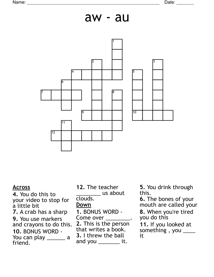 aw - au Crossword