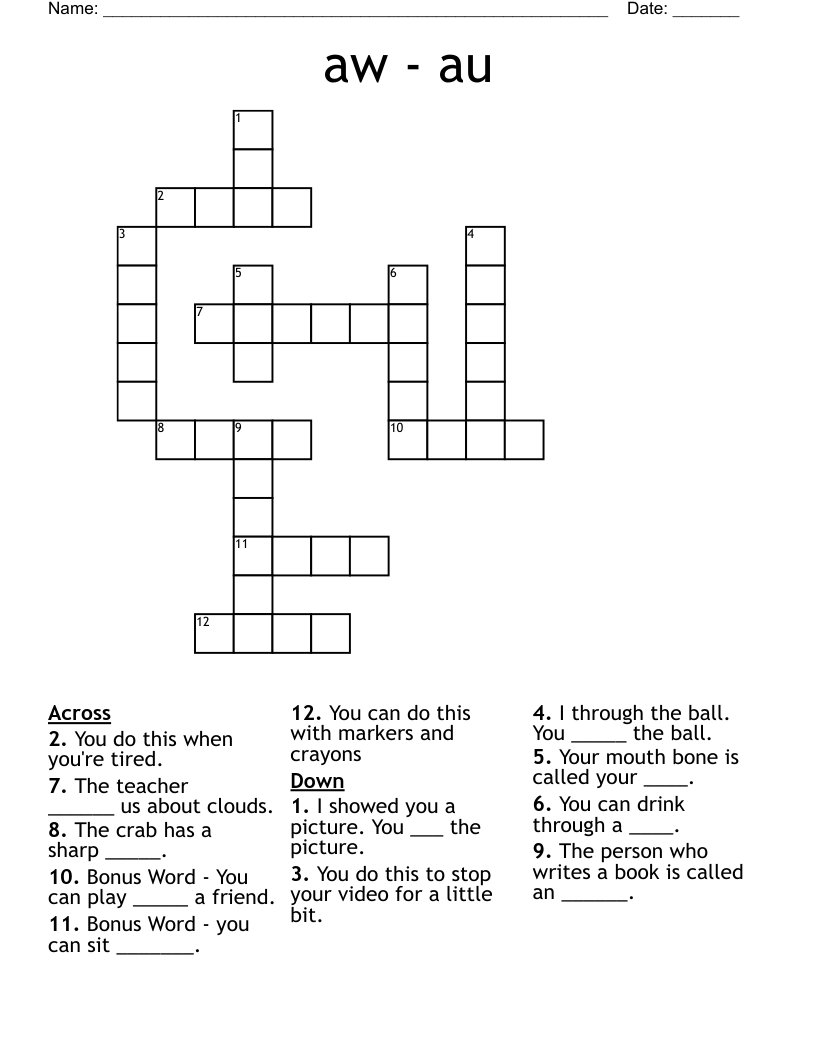 aw - au Crossword