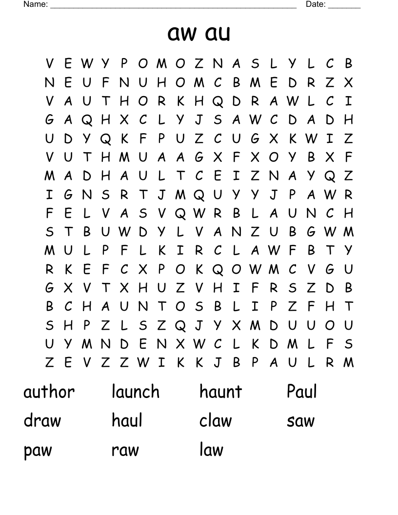 aw au Word Search