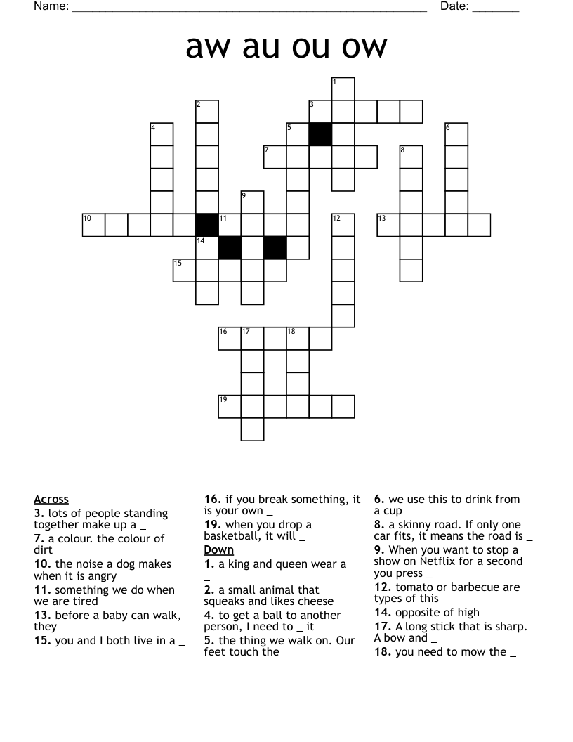 aw au ou ow  Crossword