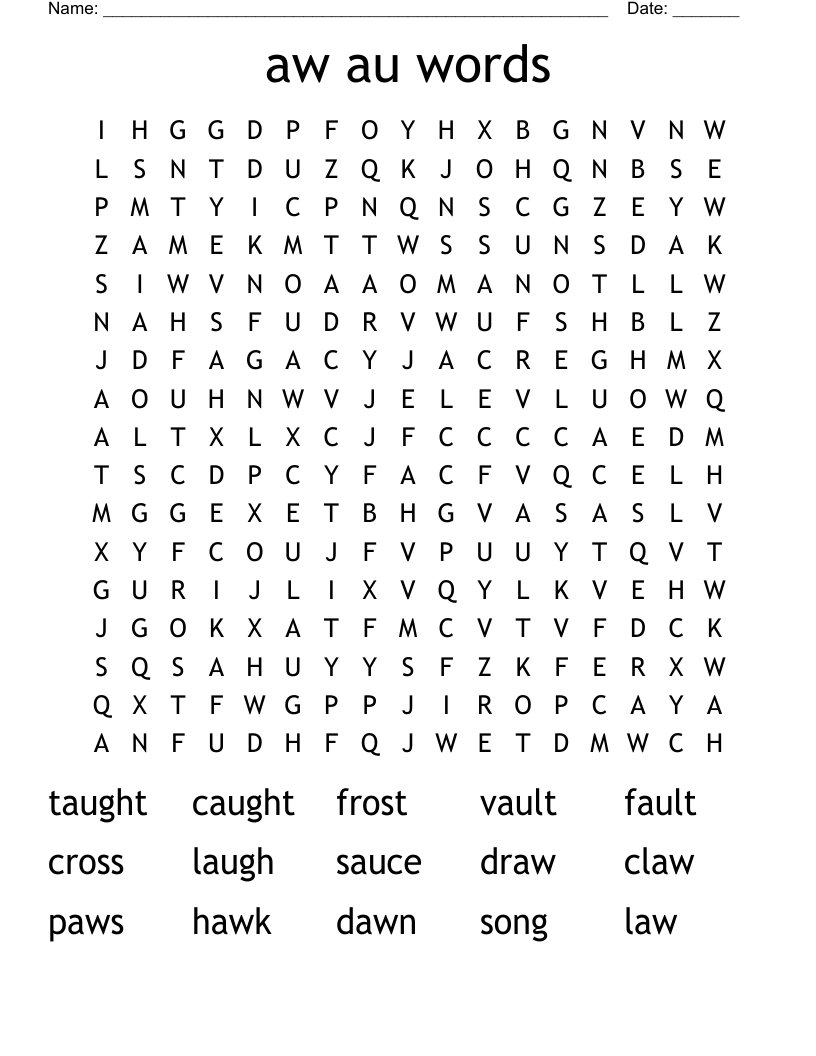 aw au words Word Search