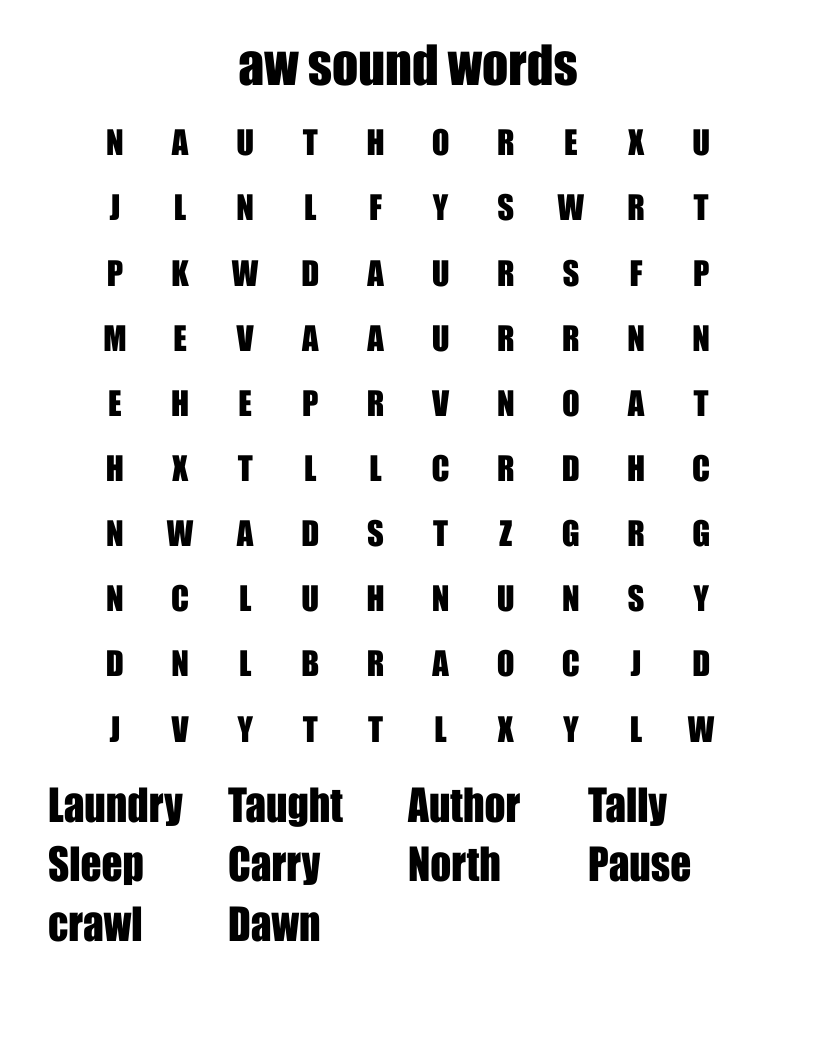aw sound words Word Search