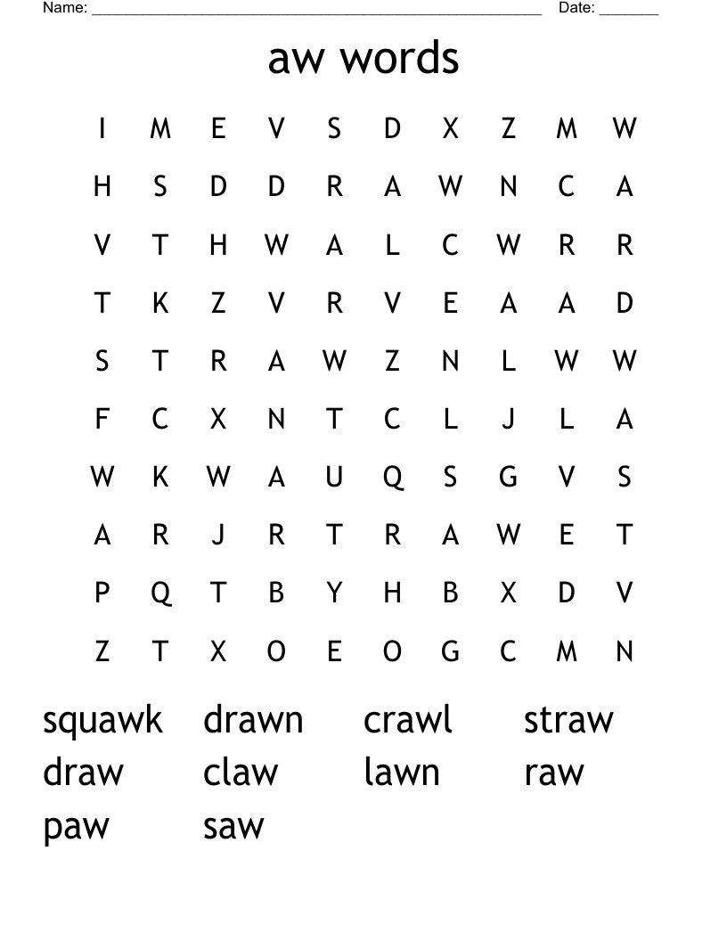 aw words Word Search