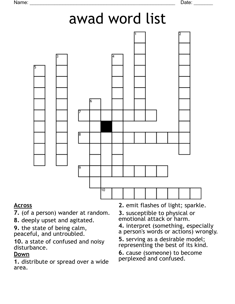 awad word list Crossword