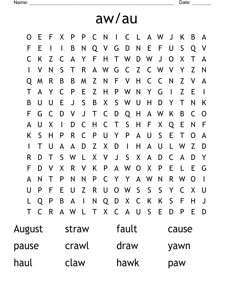 aw/au Word Search