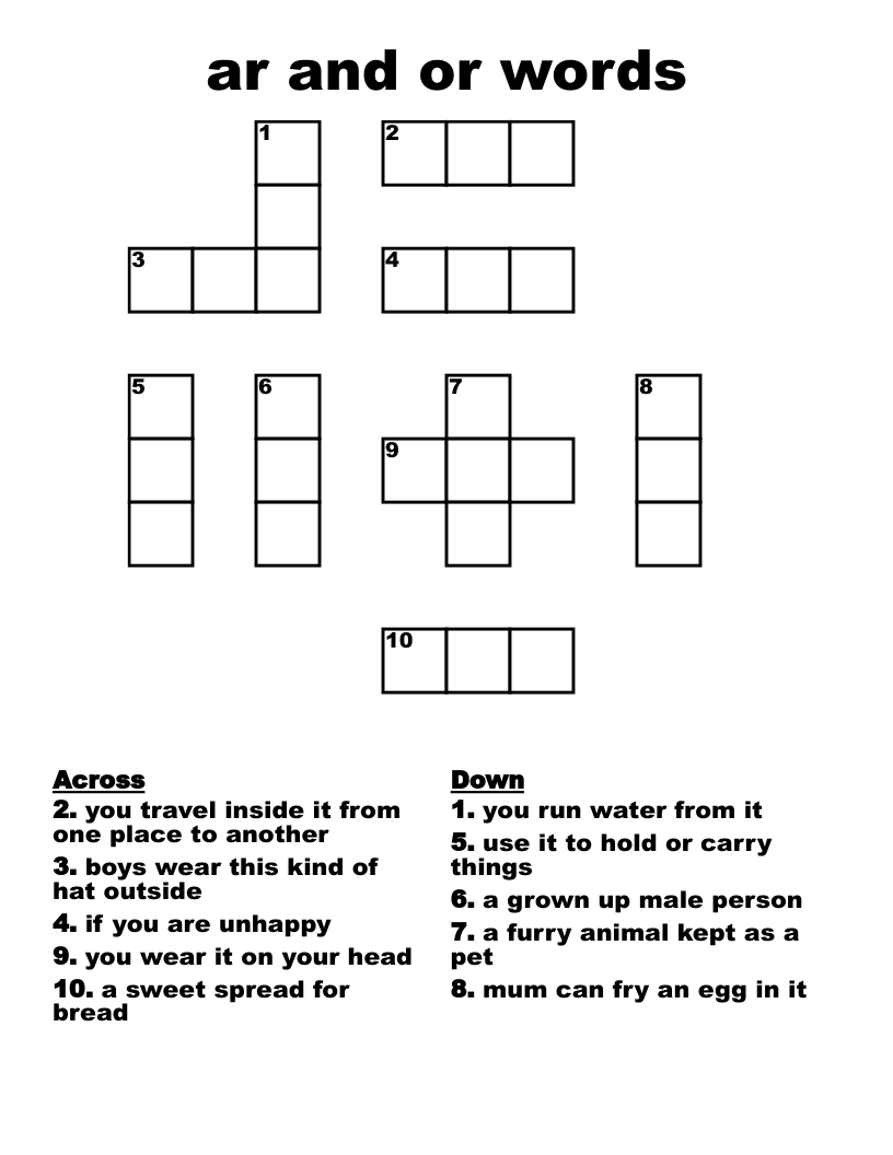 ar and or words Crossword