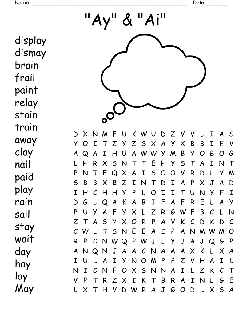 "Ay" & "Ai" Word Search