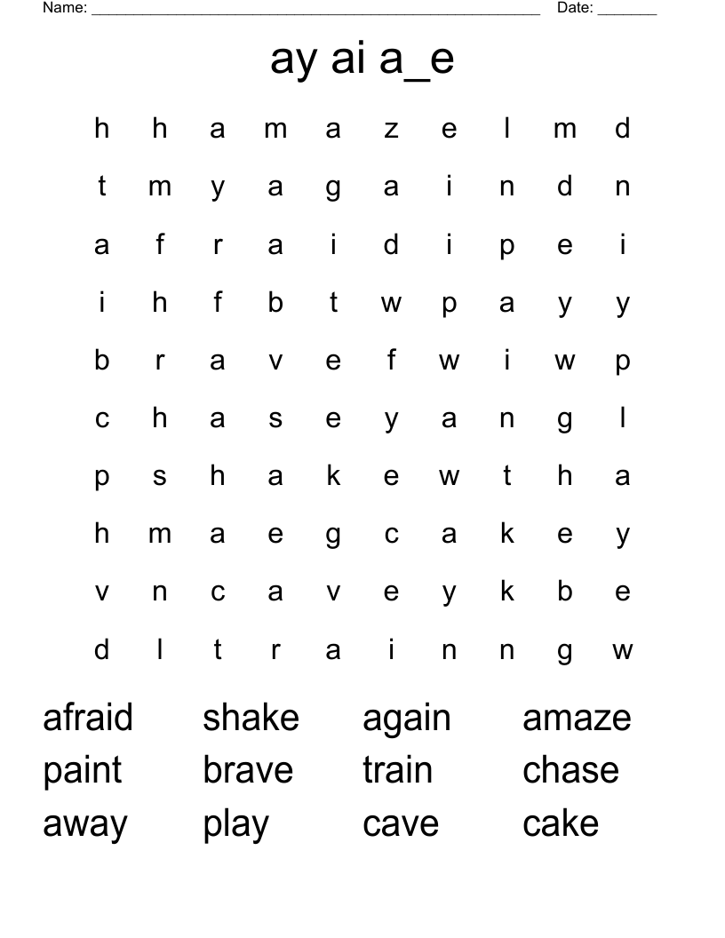 ay ai a_e Word Search
