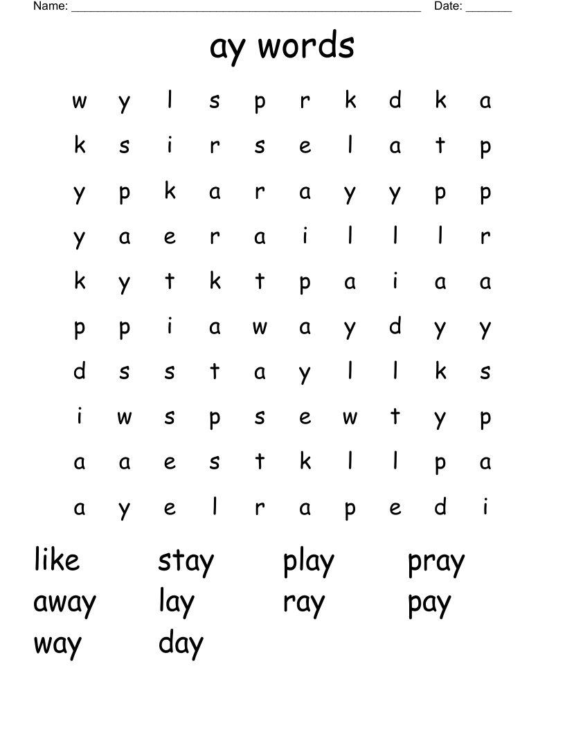 ay words Word Search