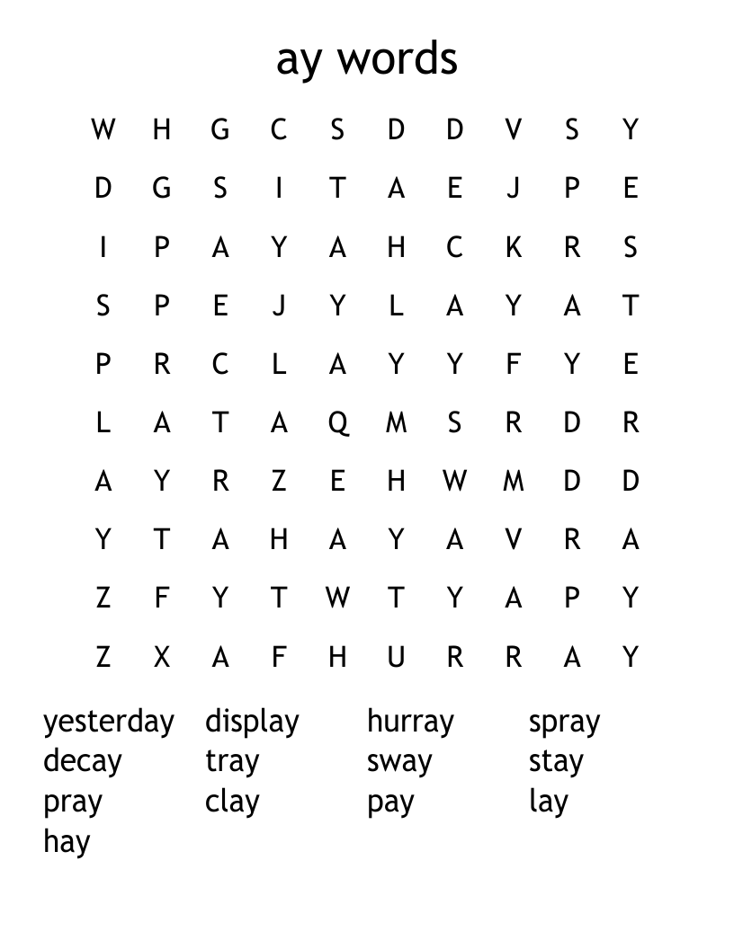 ay words Word Search