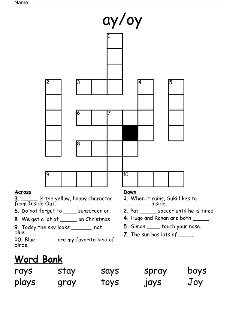 ay/oy Crossword