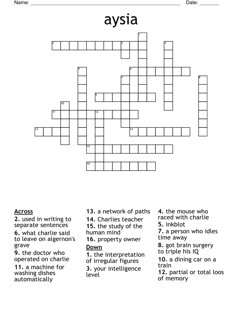 aysia  Crossword
