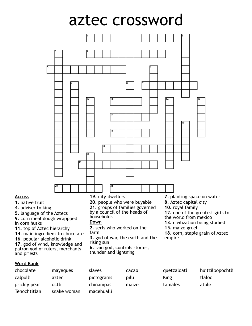 aztec crossword