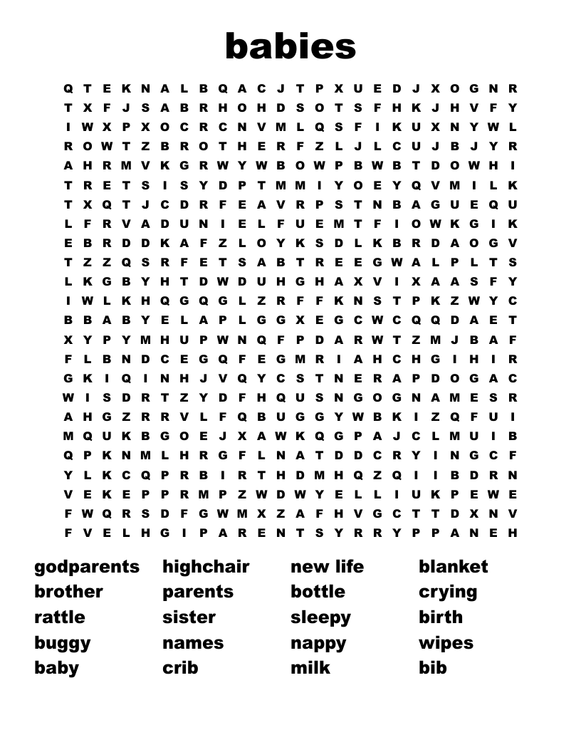 babies  Word Search