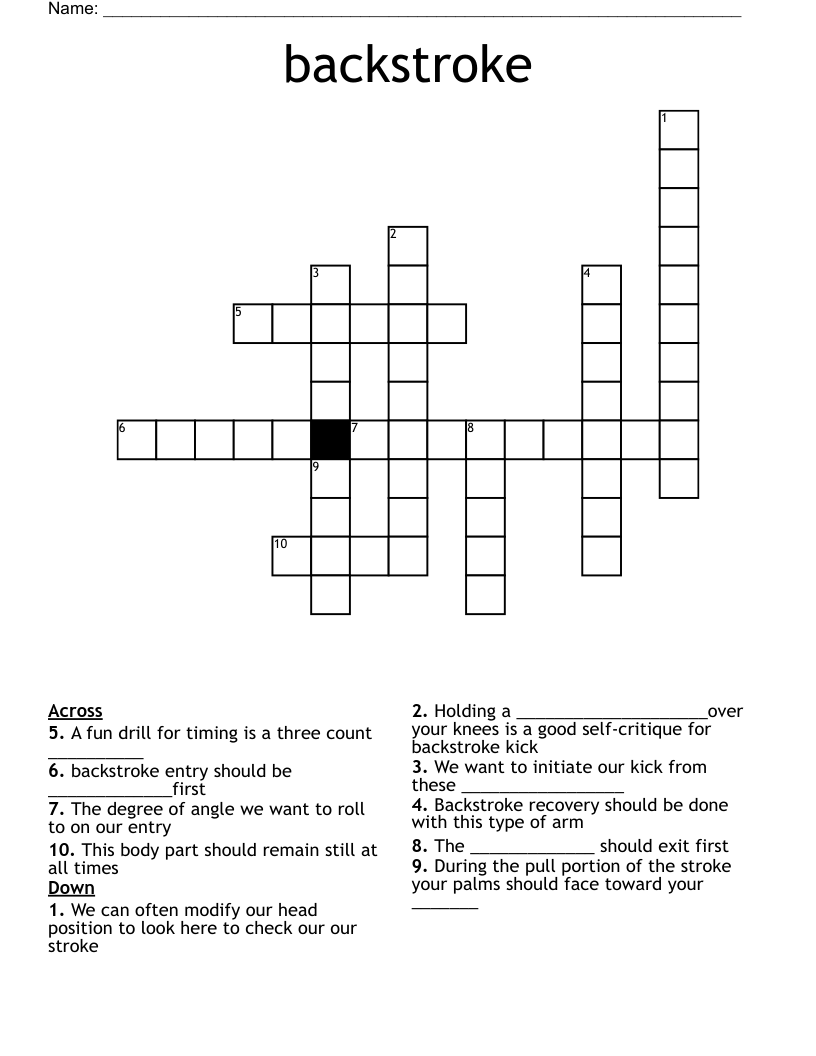 backstroke Crossword