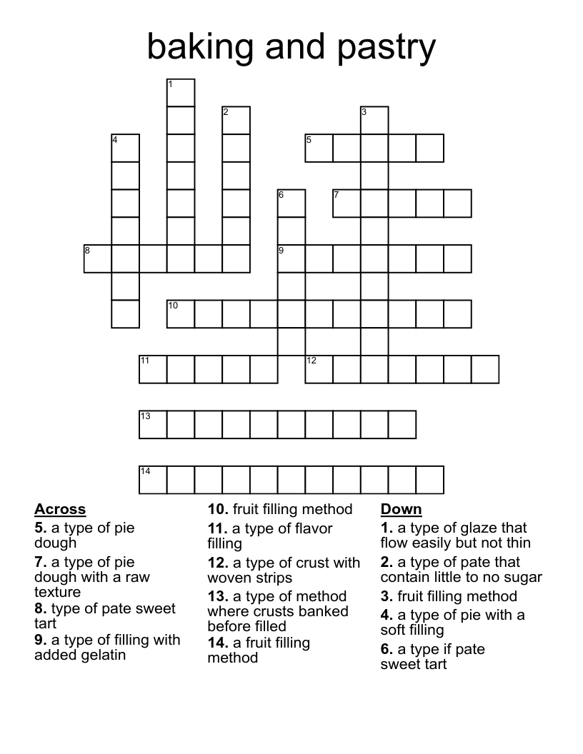 baking and pastry Crossword