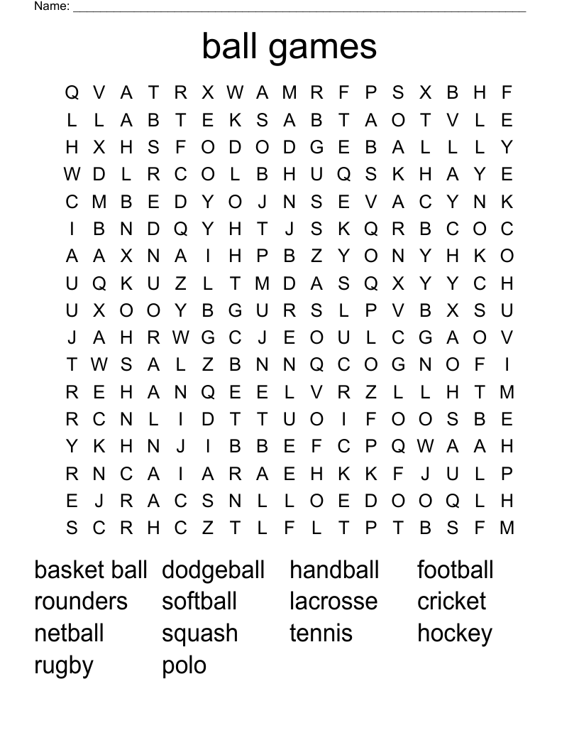 ball games Word Search