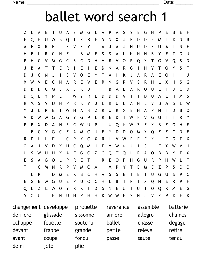 ballet word search 1 