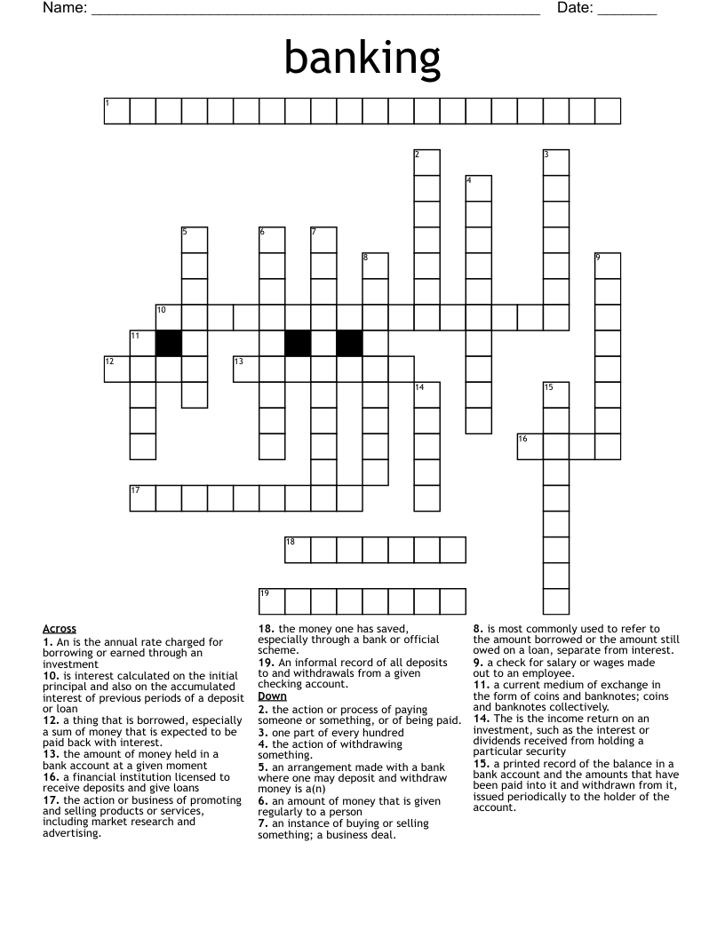 banking Crossword