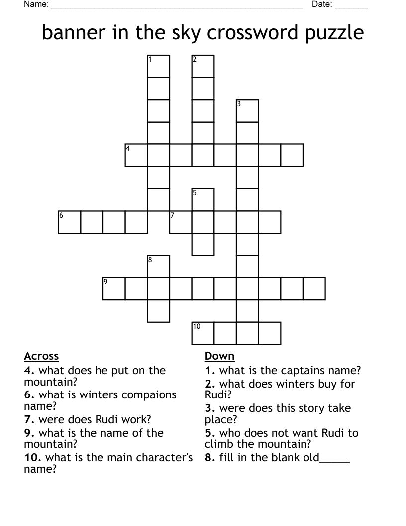 banner in the sky crossword puzzle