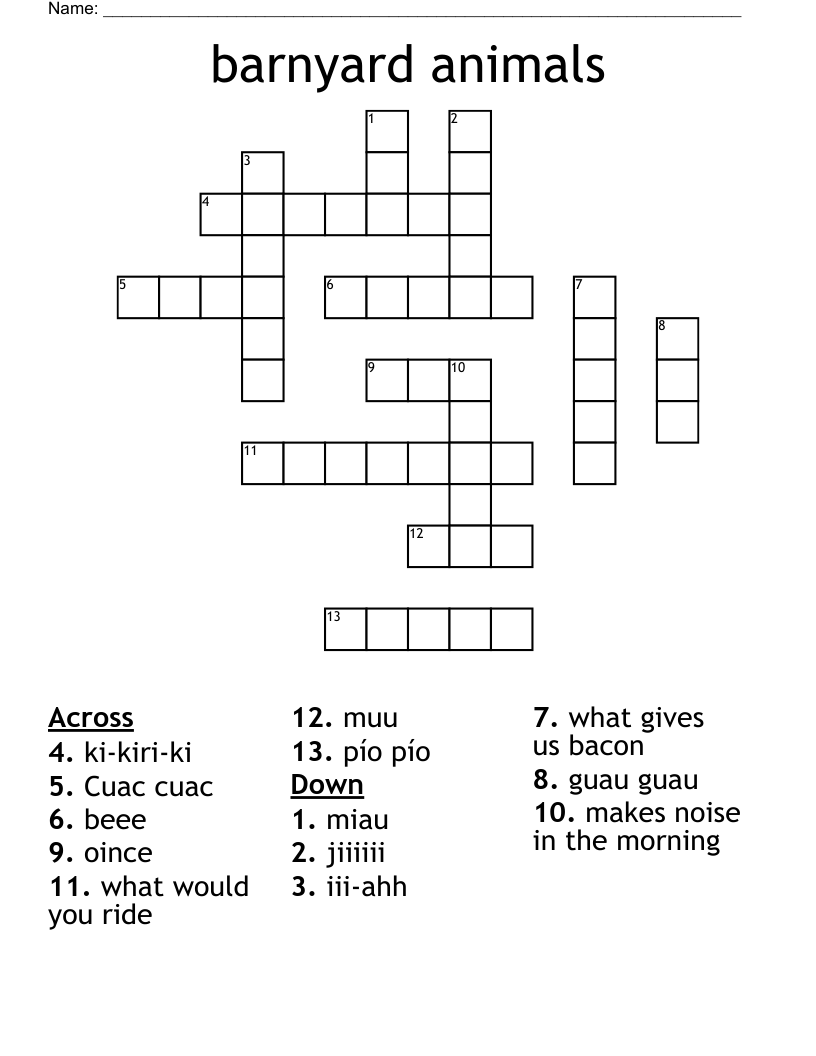 barnyard animals Crossword