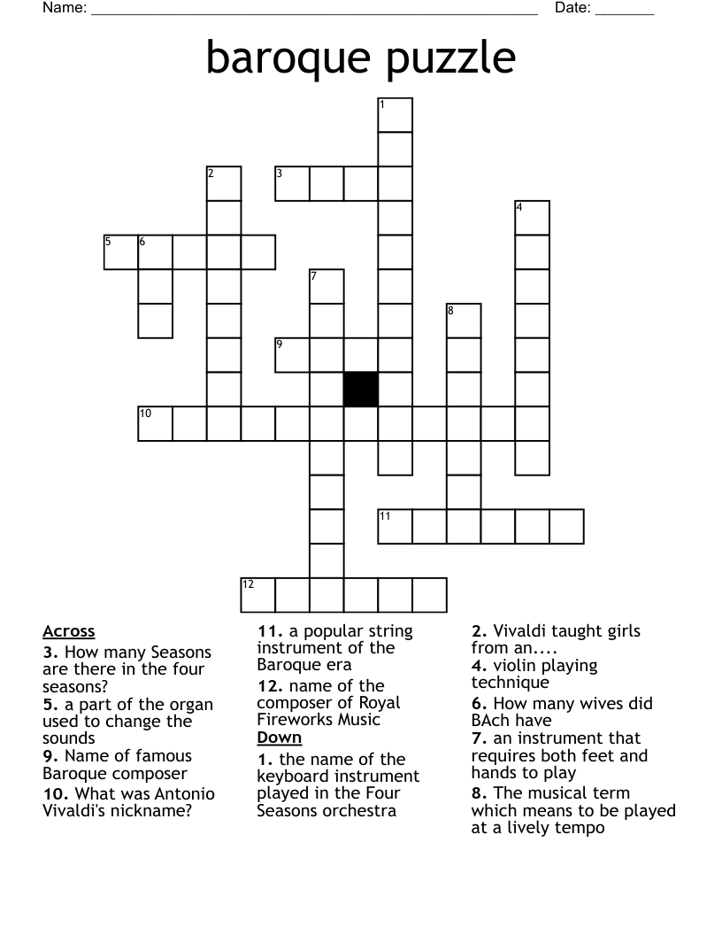 baroque puzzle Crossword