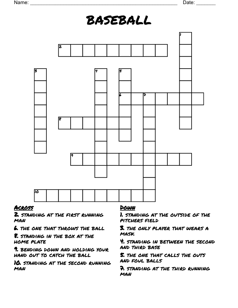 baseball Crossword