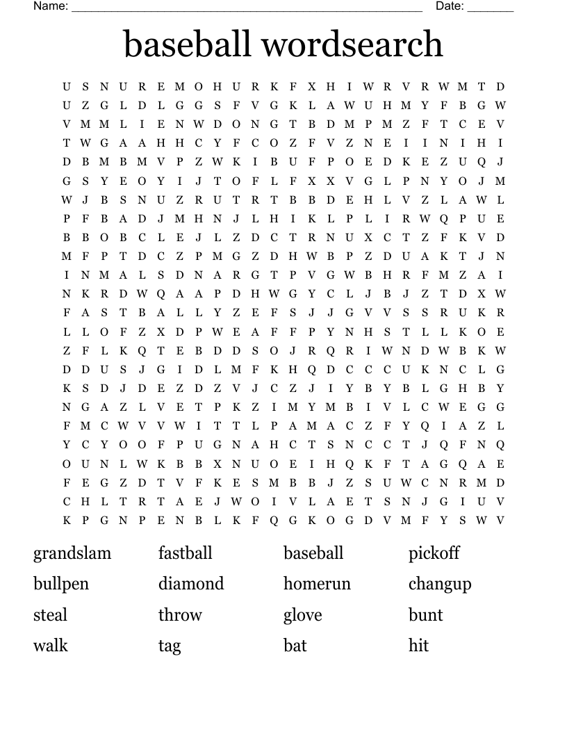 baseball wordsearch