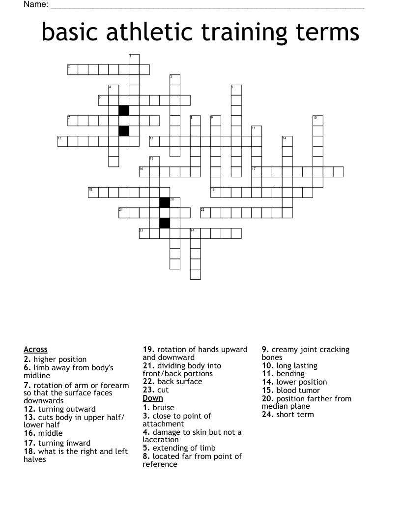 basic athletic training terms Crossword