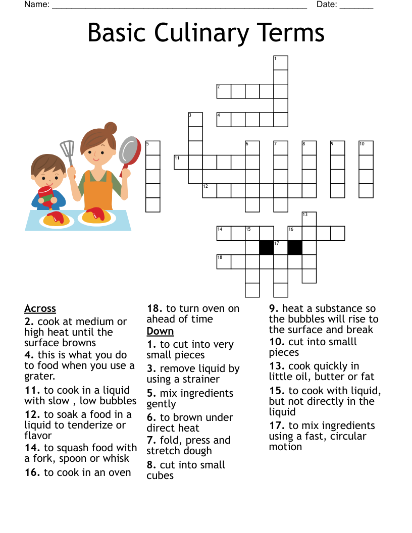 Basic Culinary Terms Crossword