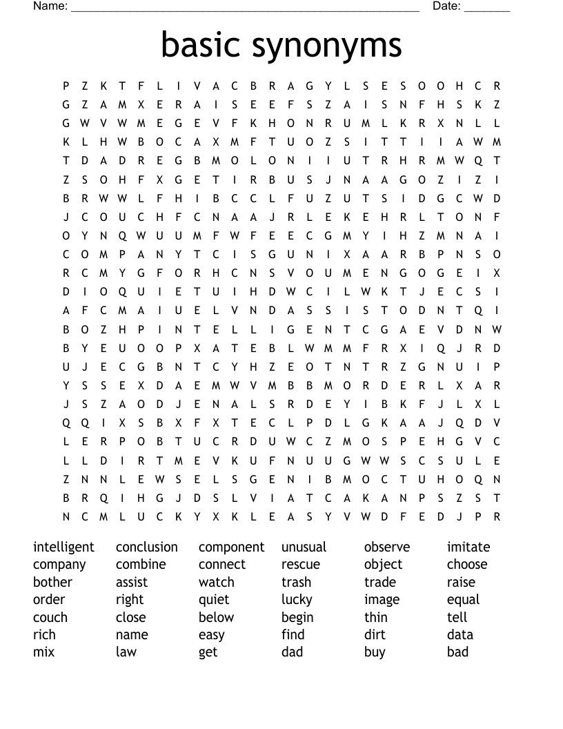 basic synonyms Word Search