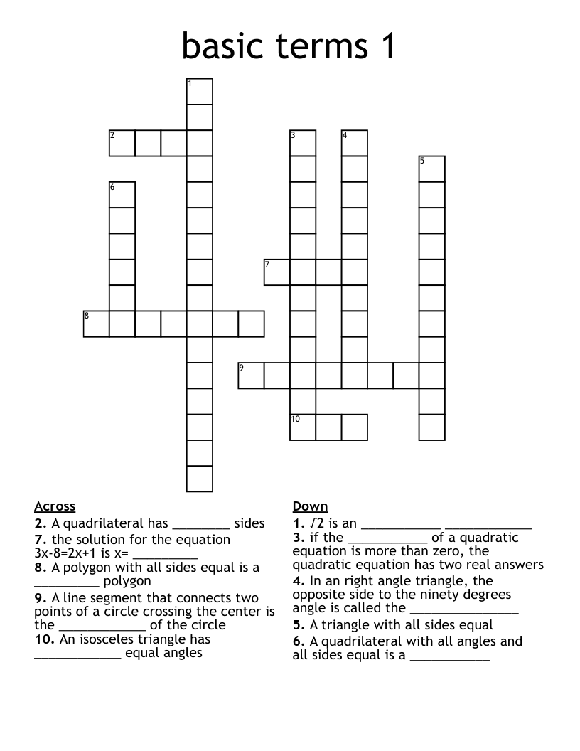 basic terms 1 Crossword