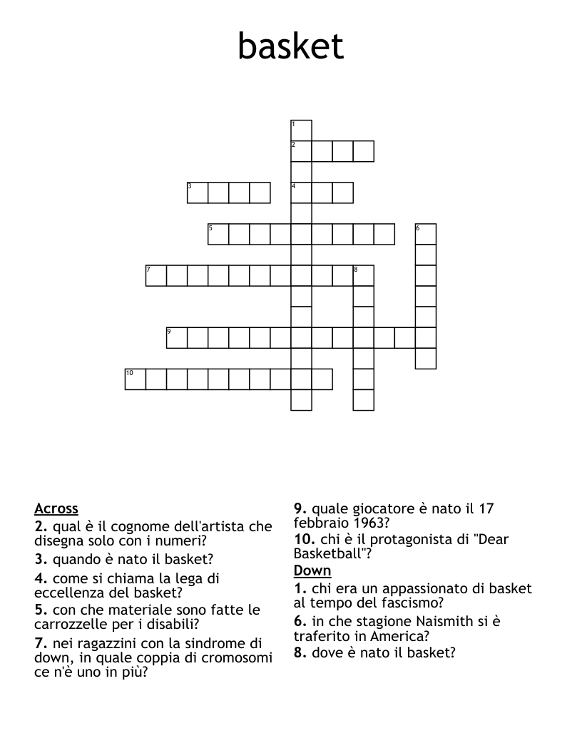 basket Crossword