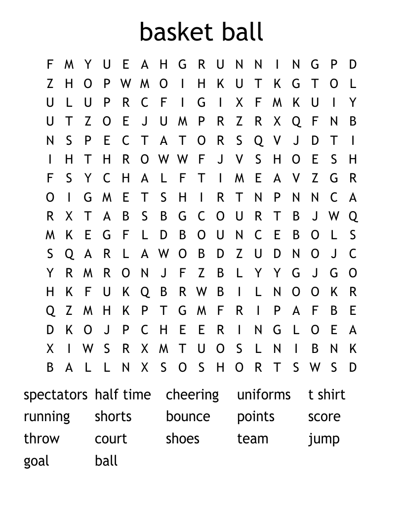 basket ball Word Search
