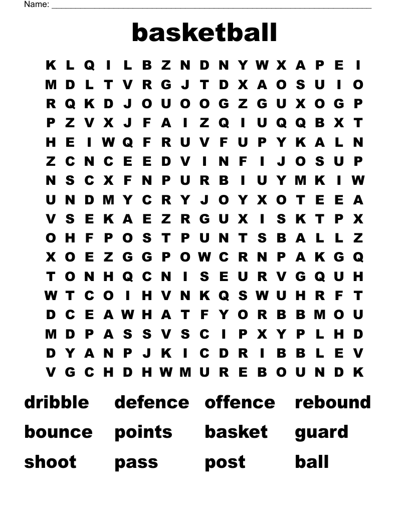 basketball Word Search