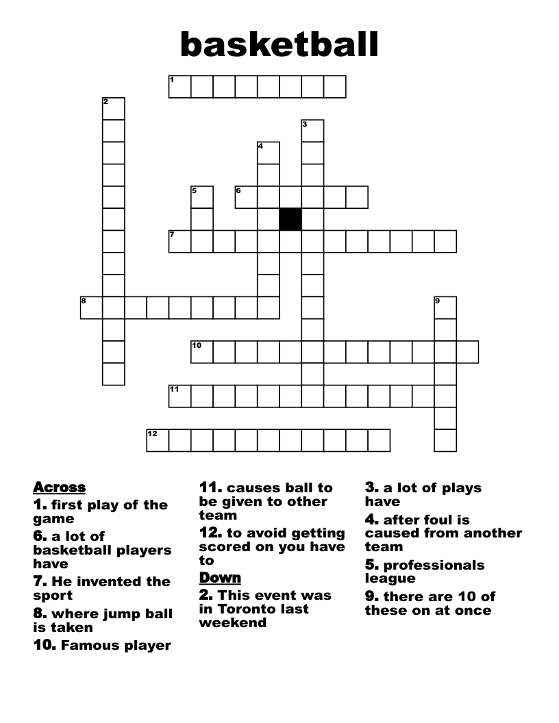 basketball Crossword