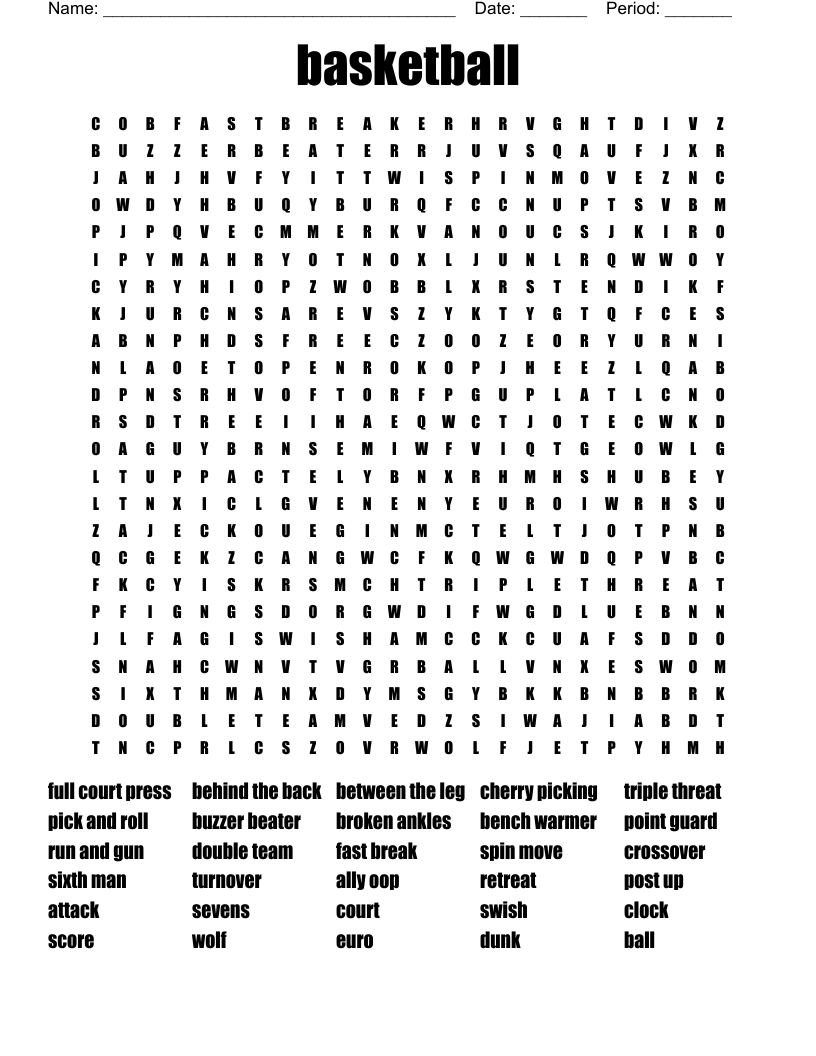 basketball Word Search