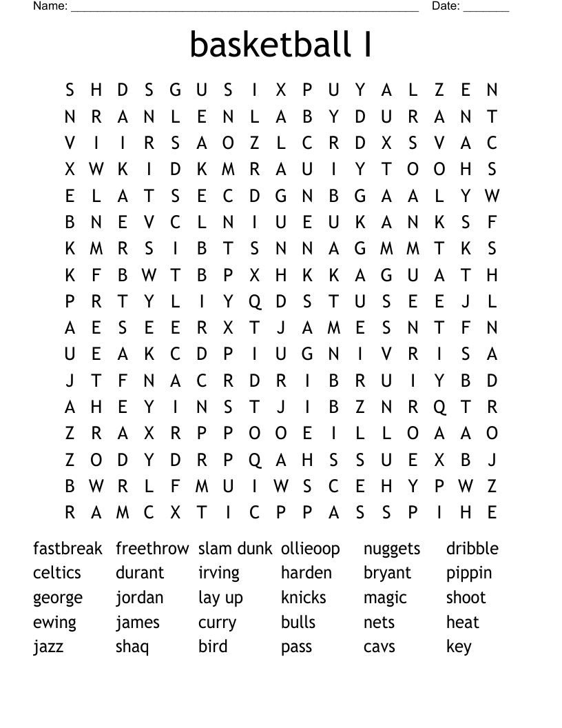 basketball I Word Search