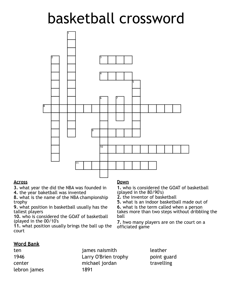basketball crossword