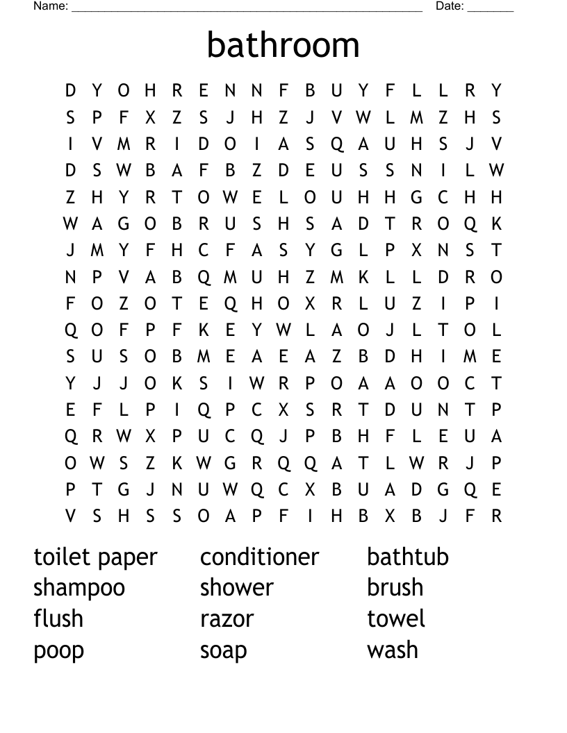 bathroom Word Search