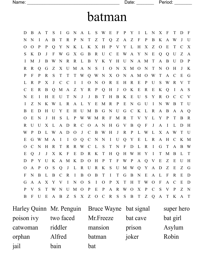 batman  Word Search