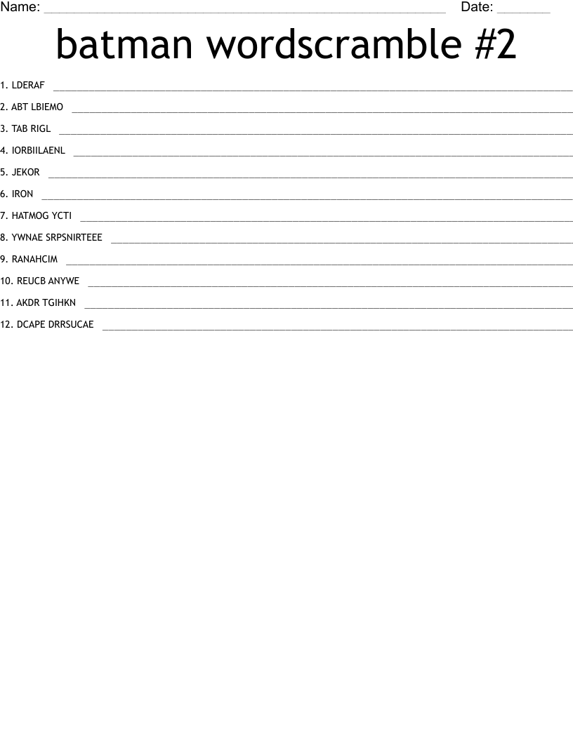 batman wordscramble #2