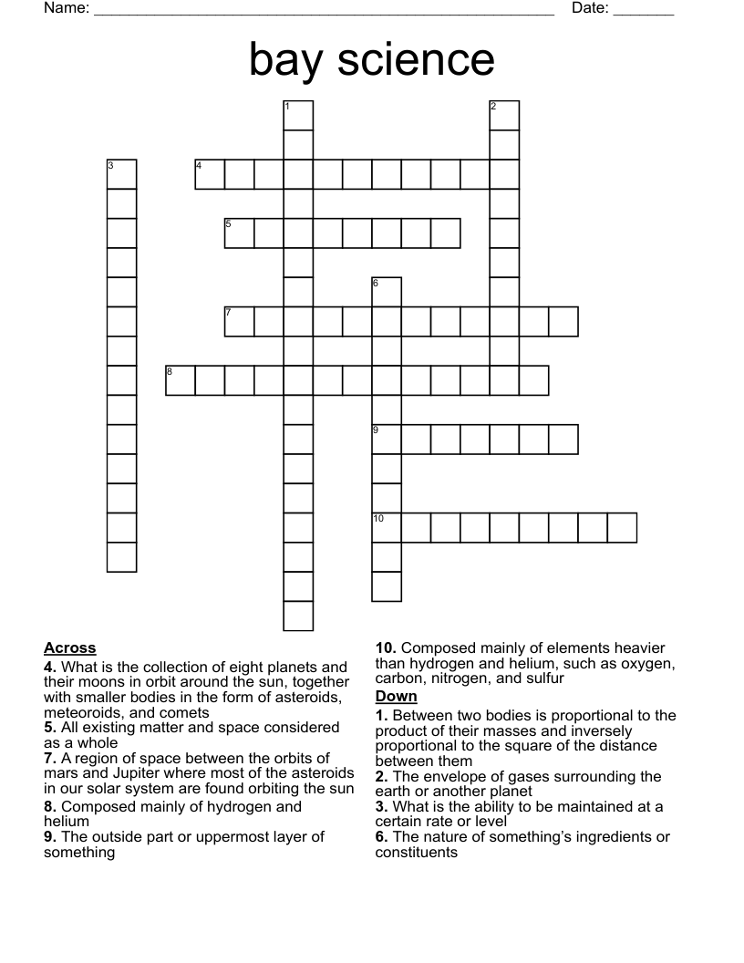 bay science Crossword