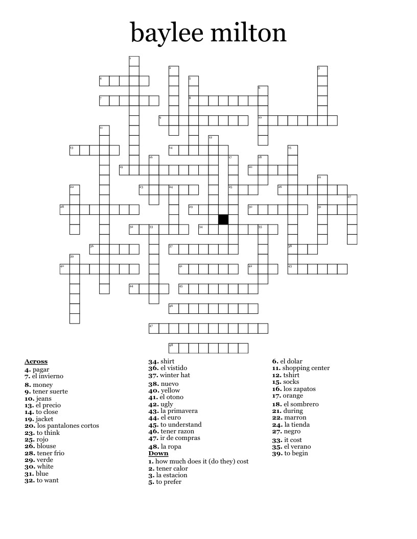 baylee milton  Crossword