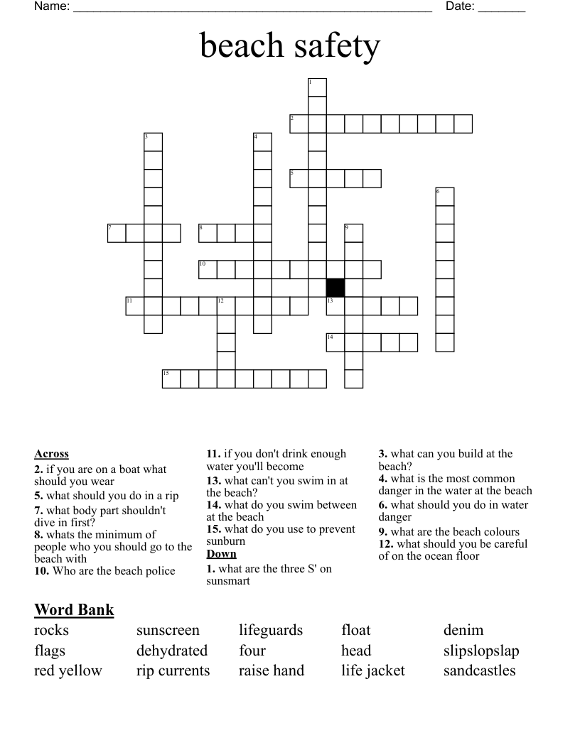 beach safety Crossword