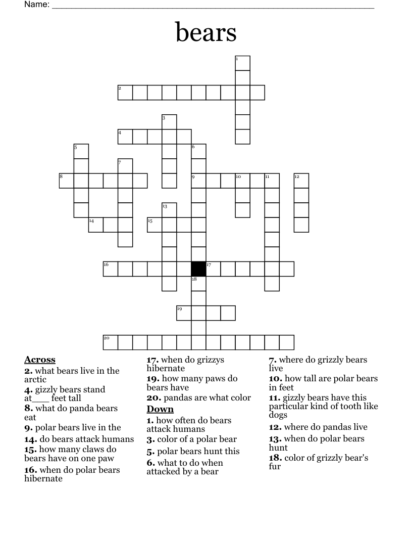 bears Crossword