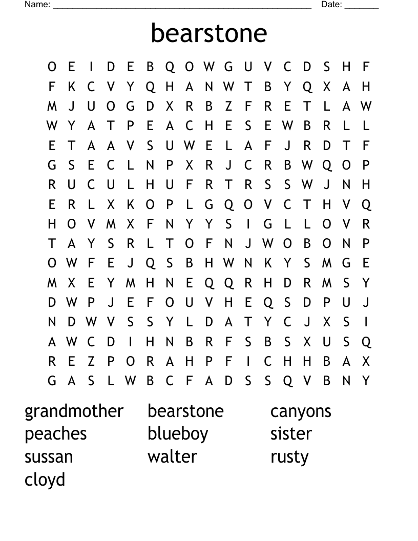 bearstone Word Search